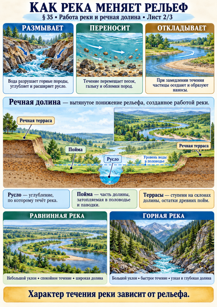 География, 6 класс, параграф 35-2 — Реки